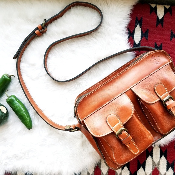 Patricia Nash Handbags - Patricia Nash Cognac Leather 2-Pocket Shoulder Bag